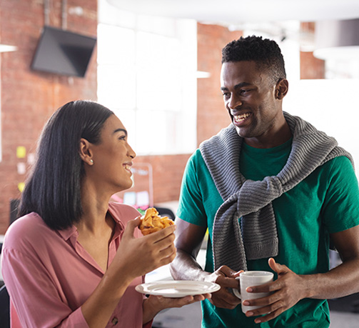 pantry-side Two people eating together